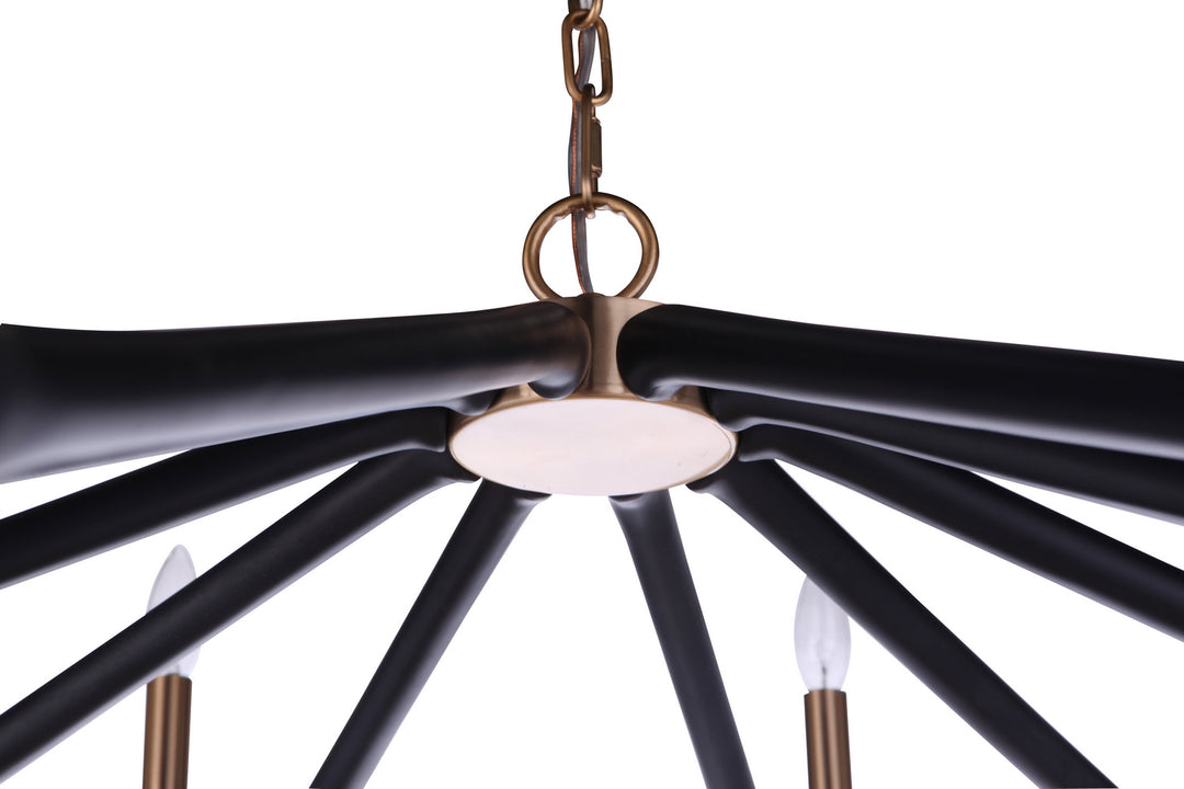 The Reserve Ten Light Chandelier in Flat Black/Painted Nickel