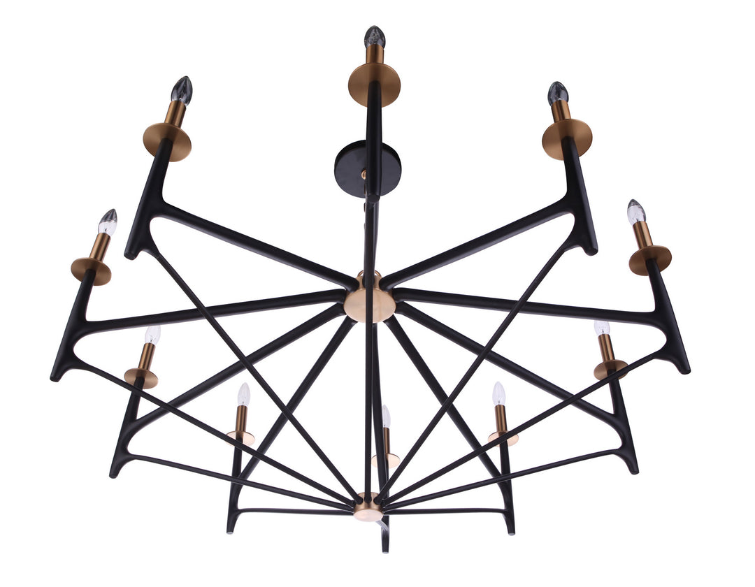 The Reserve Ten Light Chandelier in Flat Black/Painted Nickel