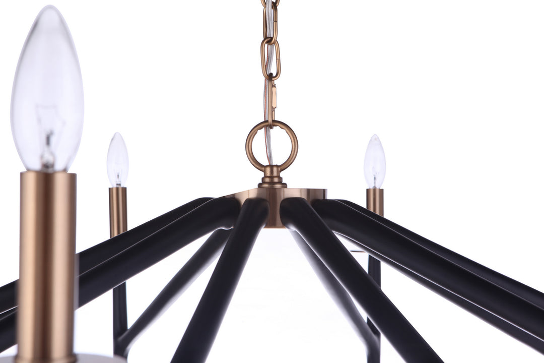 The Reserve Ten Light Chandelier in Flat Black/Painted Nickel