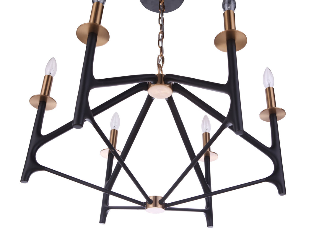 The Reserve Six Light Chandelier in Flat Black/Painted Nickel