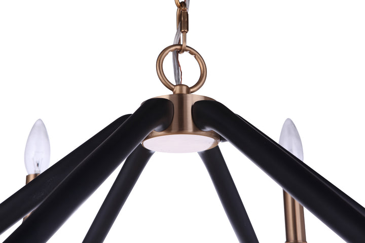 The Reserve Six Light Chandelier in Flat Black/Painted Nickel