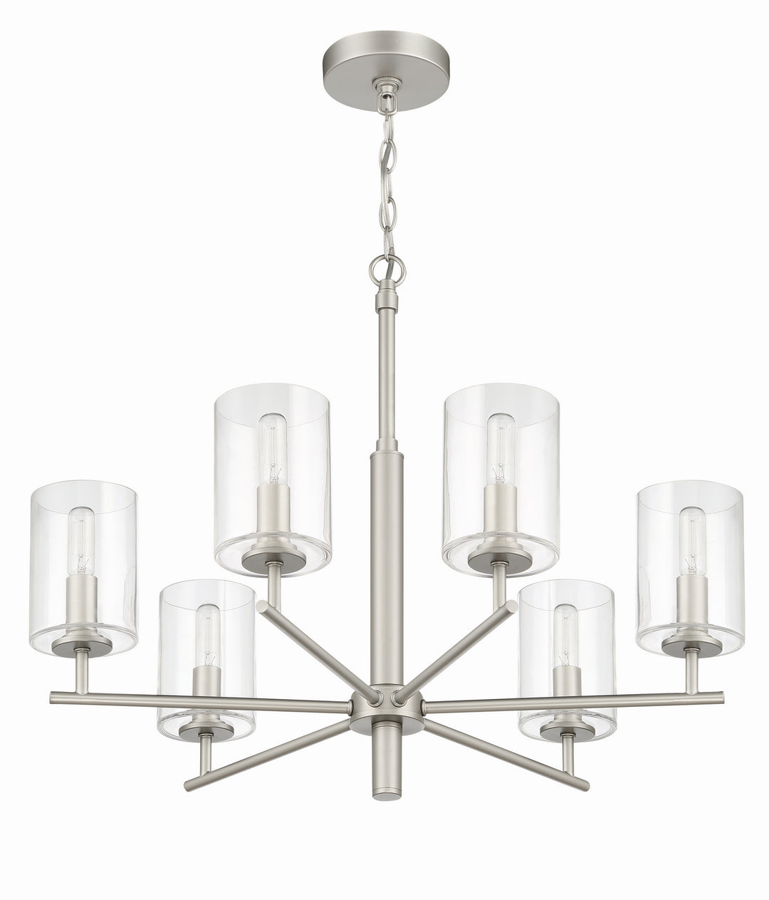 Hailie Six Light Chandelier in Satin Nickel