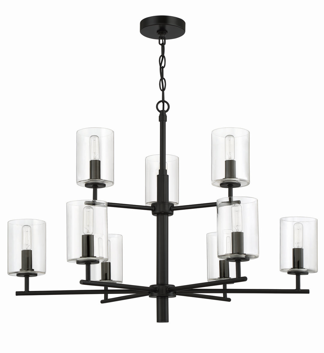 Hailie Nine Light Chandelier in Flat Black