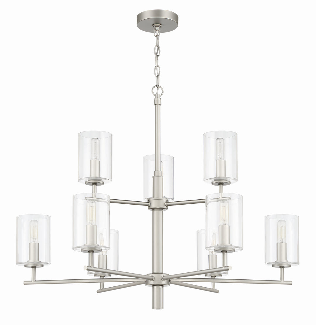 Hailie Nine Light Chandelier in Satin Nickel