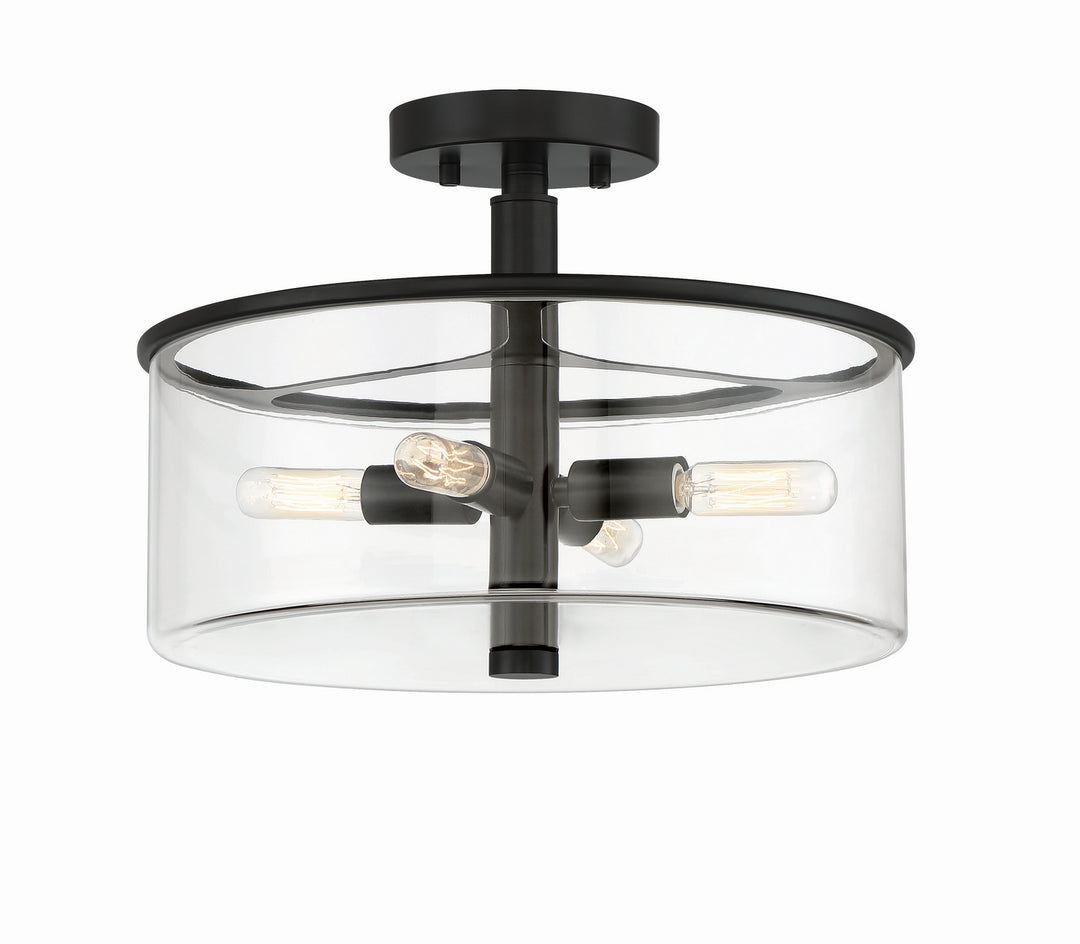 Hailie Four Light Convertible Semi Flush in Flat Black