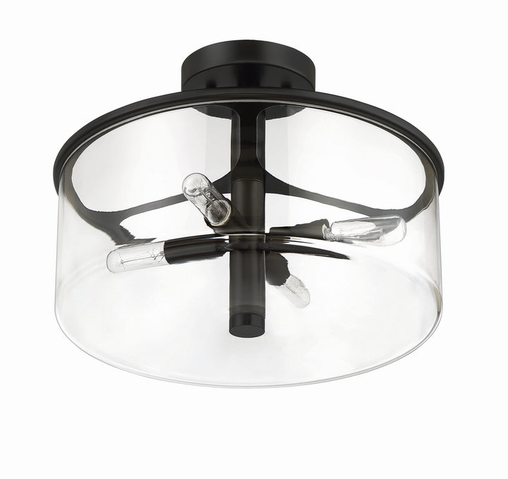 Hailie Four Light Convertible Semi Flush in Flat Black