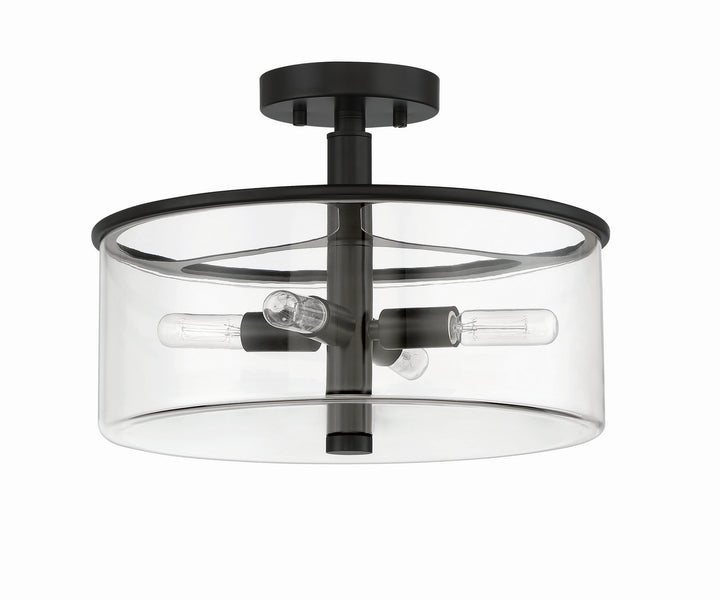 Hailie Four Light Convertible Semi Flush in Flat Black