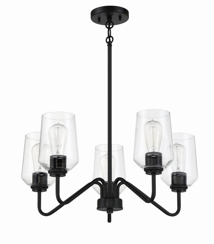 Shayna Five Light Chandelier in Flat Black