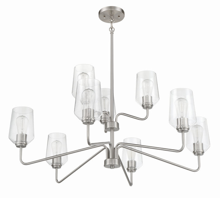 Shayna Nine Light Chandelier in Brushed Polished Nickel