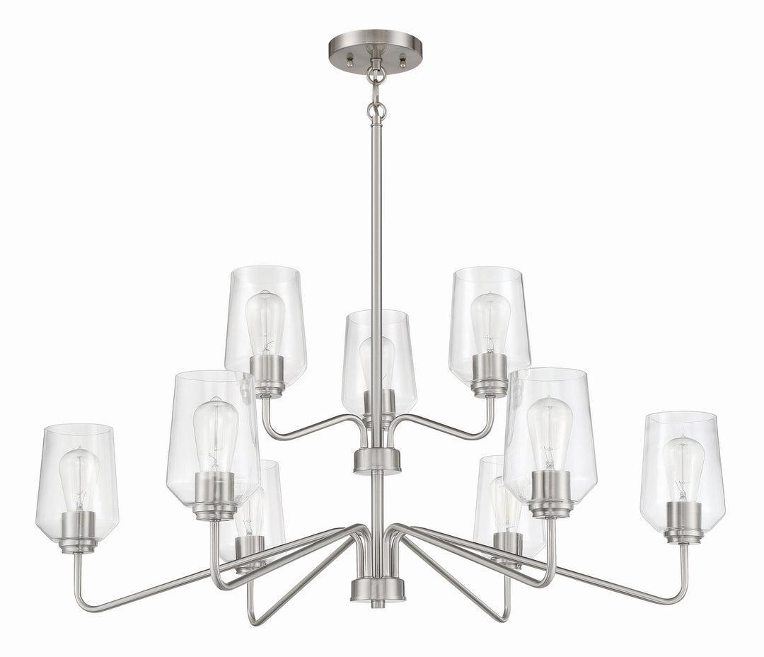 Shayna Nine Light Chandelier in Brushed Polished Nickel