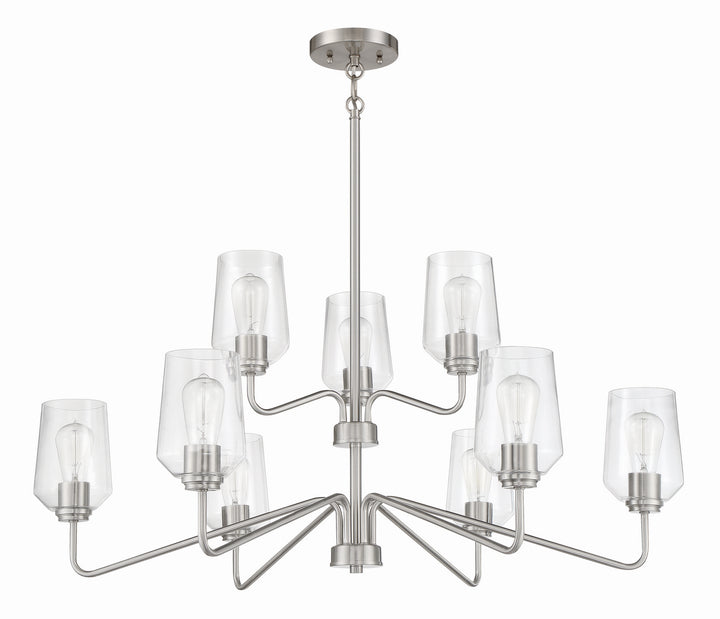 Shayna Nine Light Chandelier in Brushed Polished Nickel