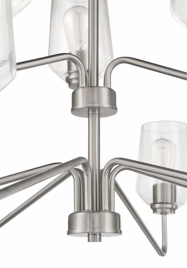 Shayna Nine Light Chandelier in Brushed Polished Nickel