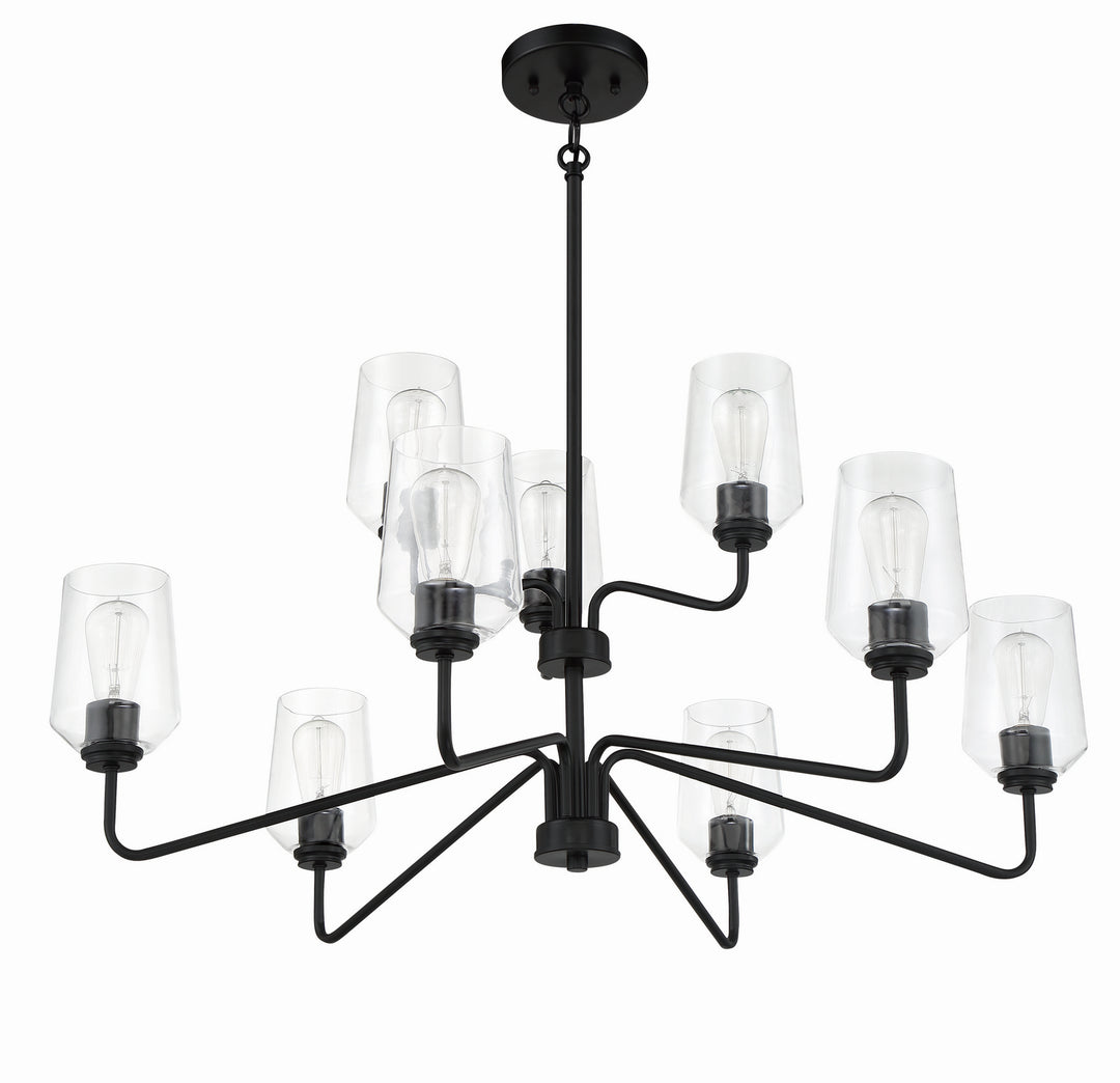 Shayna Nine Light Chandelier in Flat Black