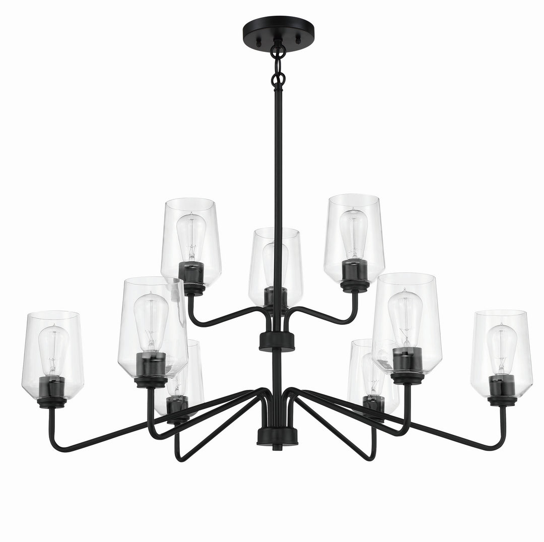 Shayna Nine Light Chandelier in Flat Black