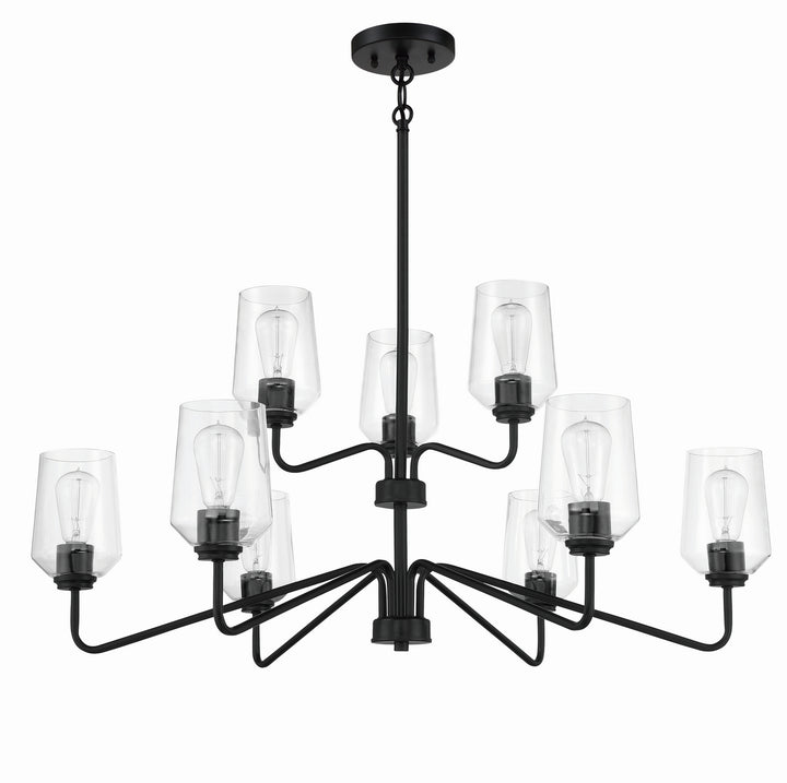 Shayna Nine Light Chandelier in Flat Black