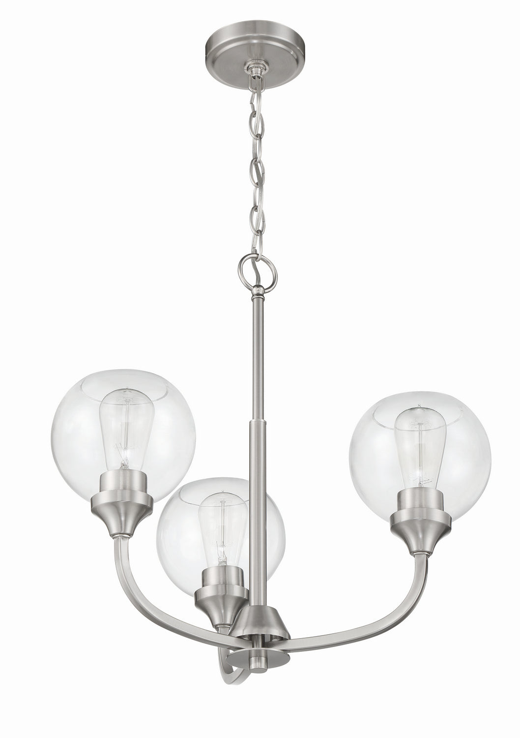 Glenda Three Light Chandelier in Brushed Polished Nickel