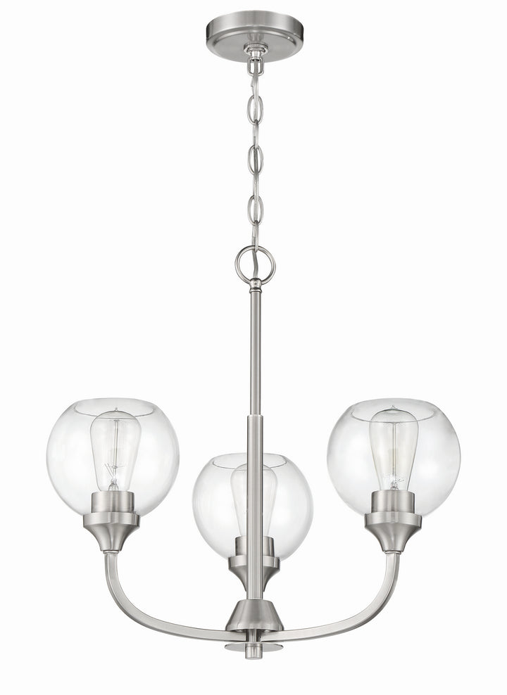 Glenda Three Light Chandelier in Brushed Polished Nickel