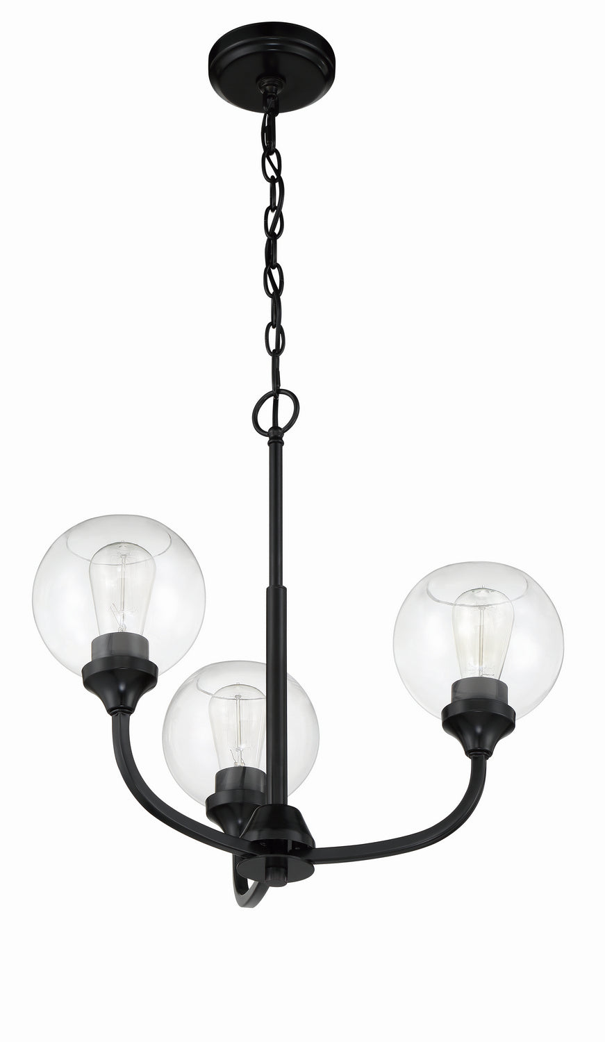 Glenda Three Light Chandelier in Flat Black