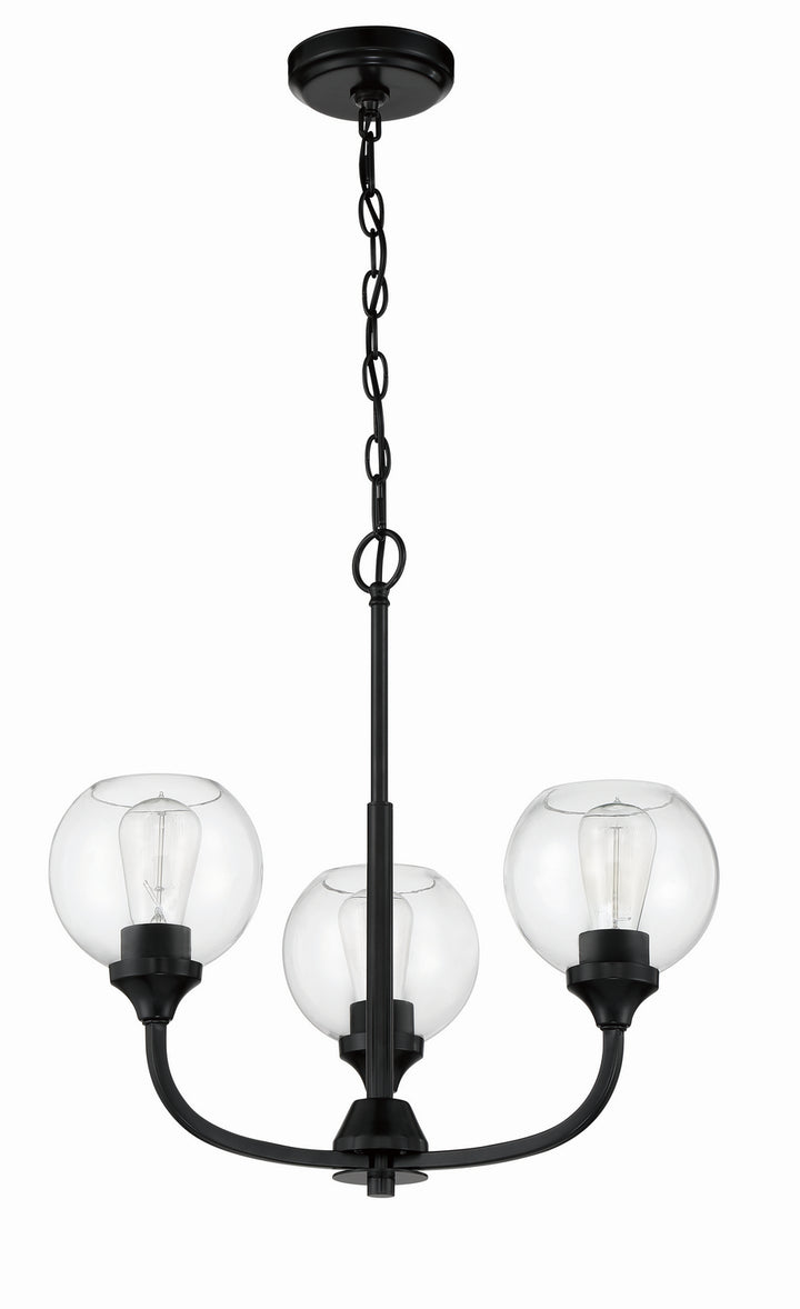 Glenda Three Light Chandelier in Flat Black