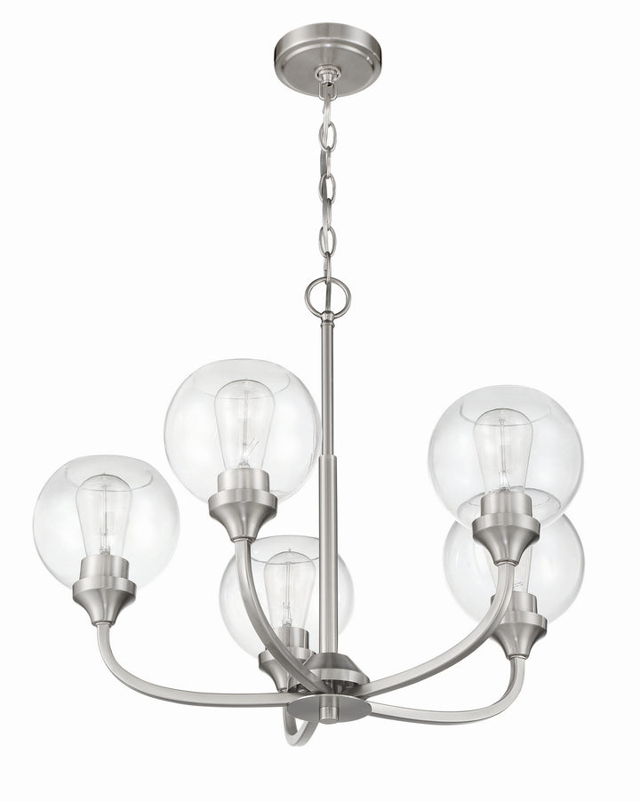 Glenda Five Light Chandelier in Brushed Polished Nickel