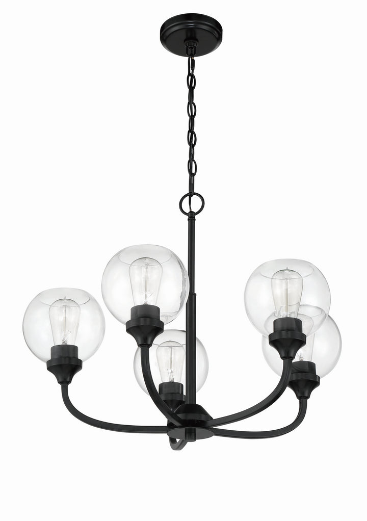 Glenda Five Light Chandelier in Flat Black