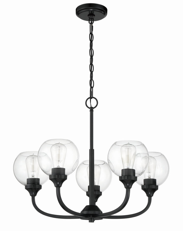 Glenda Five Light Chandelier in Flat Black