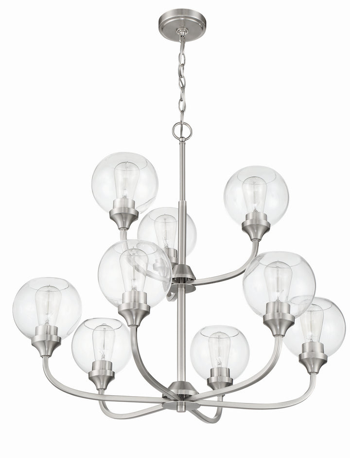 Glenda Nine Light Chandelier in Brushed Polished Nickel