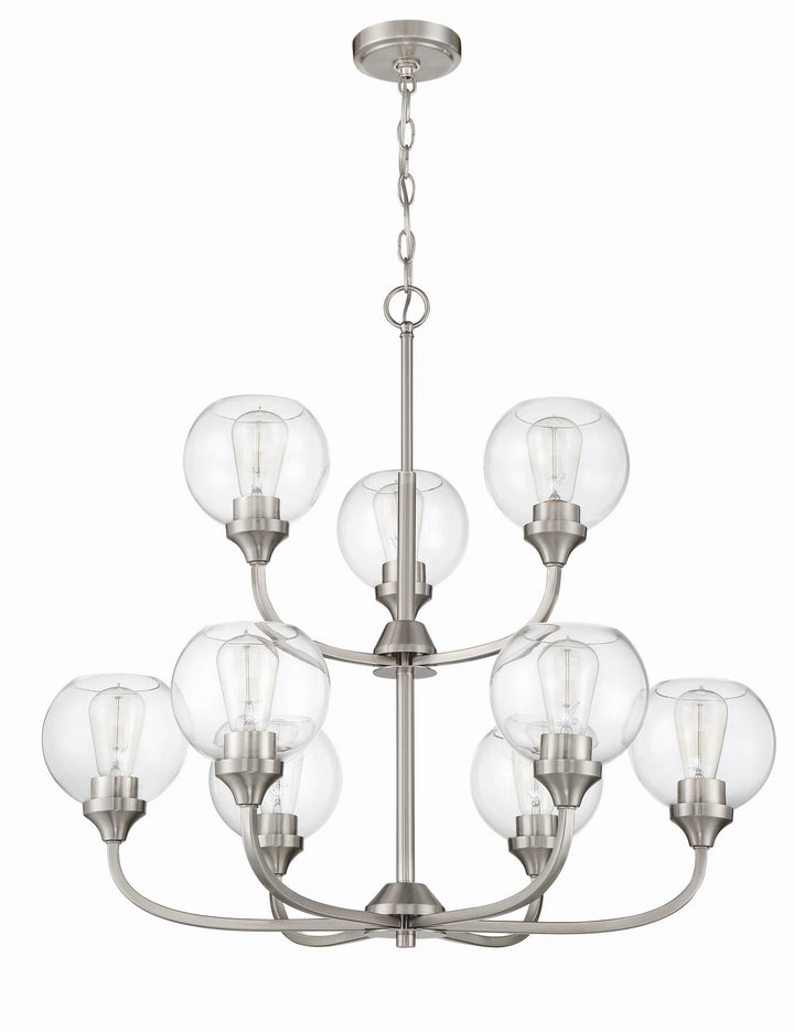 Glenda Nine Light Chandelier in Brushed Polished Nickel