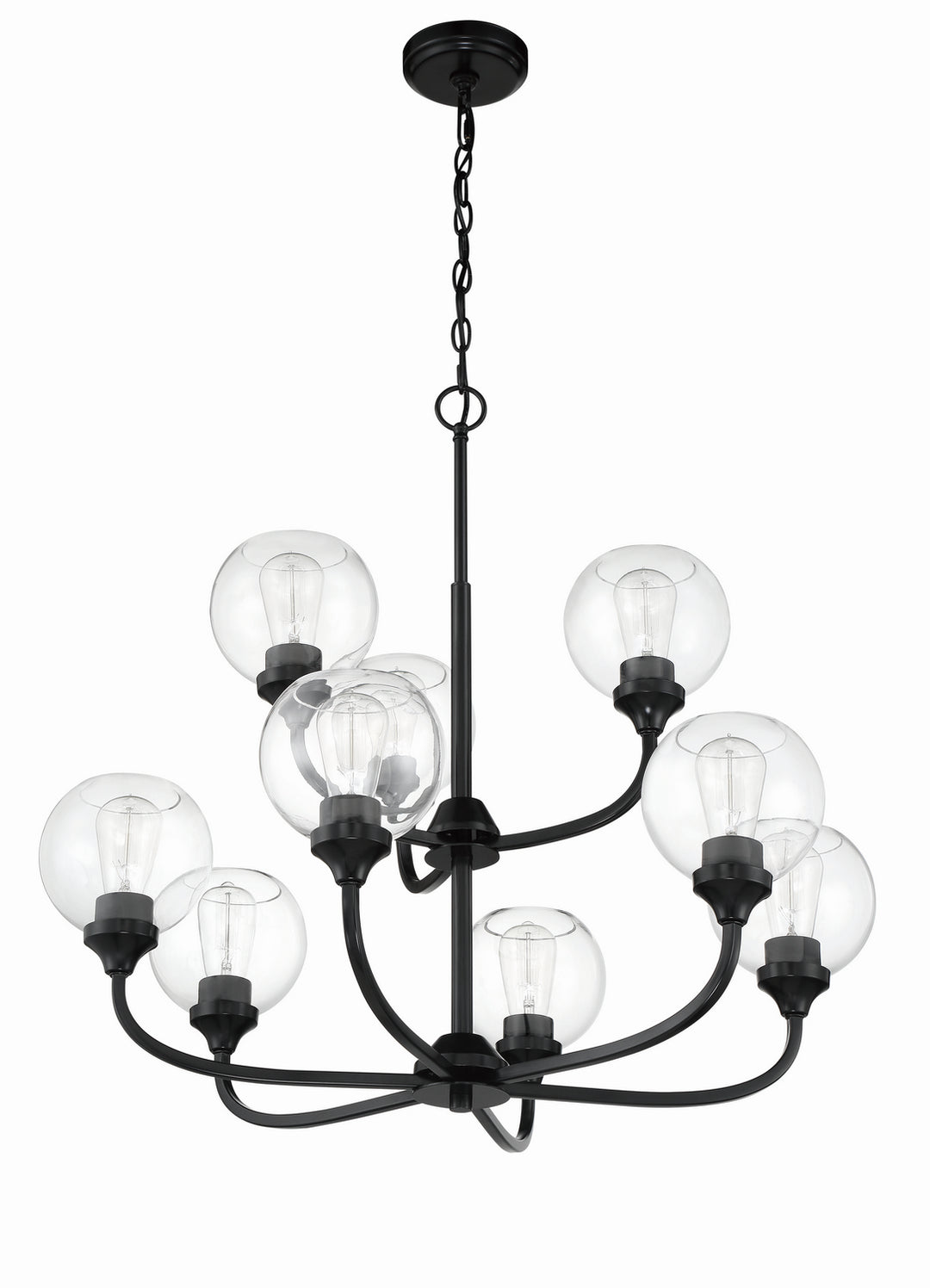 Glenda Nine Light Chandelier in Flat Black