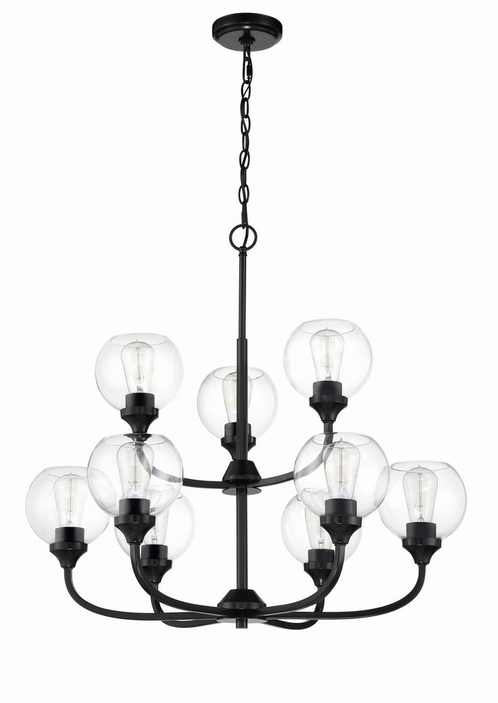 Glenda Nine Light Chandelier in Flat Black