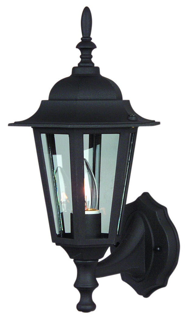 Straight Glass Cast One Light Wall Mount in Textured Black