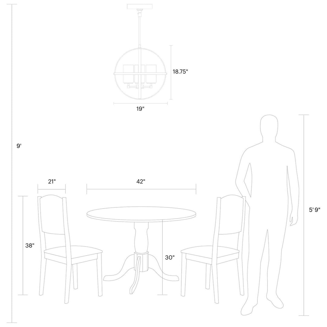 Generation Lighting. Three Light Chandelier