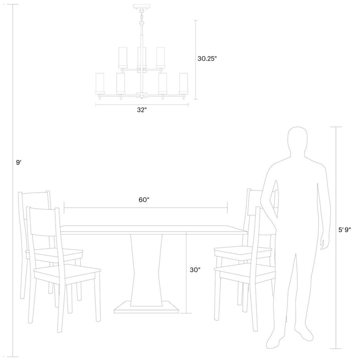 Visual Comfort Studio Nine Light Chandelier