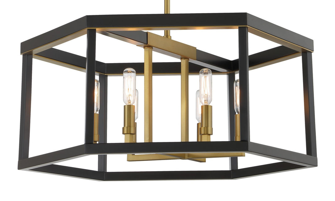 Minka Lavery Union Estates Six Light Pendant in Coal And Soft Brass