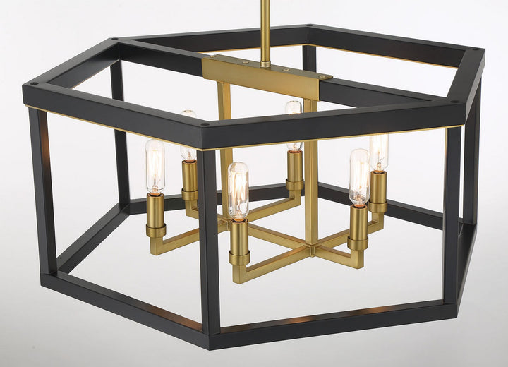 Minka Lavery Union Estates Six Light Pendant in Coal And Soft Brass