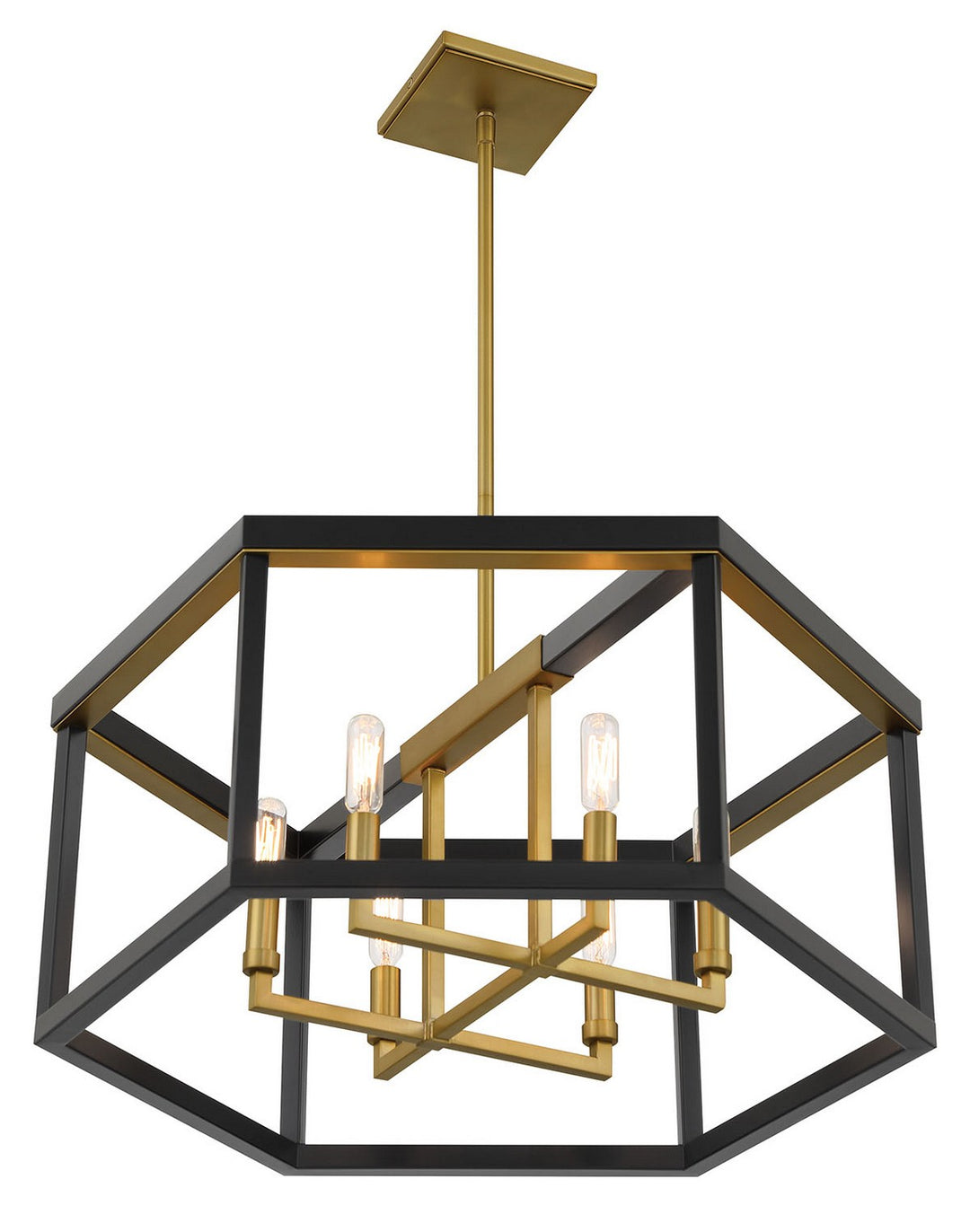 Minka Lavery Union Estates Six Light Pendant in Coal And Soft Brass