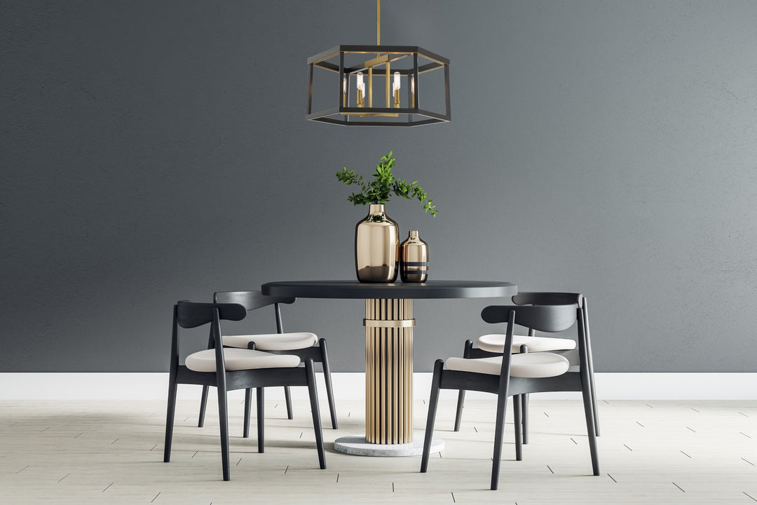 Minka Lavery Union Estates Six Light Pendant in Coal And Soft Brass