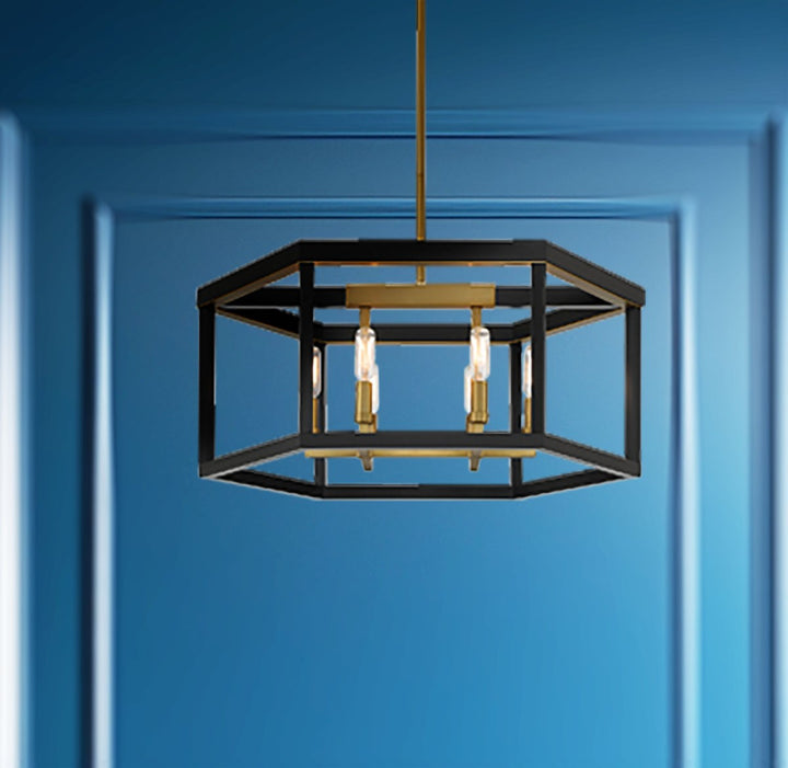 Minka Lavery Union Estates Six Light Pendant in Coal And Soft Brass