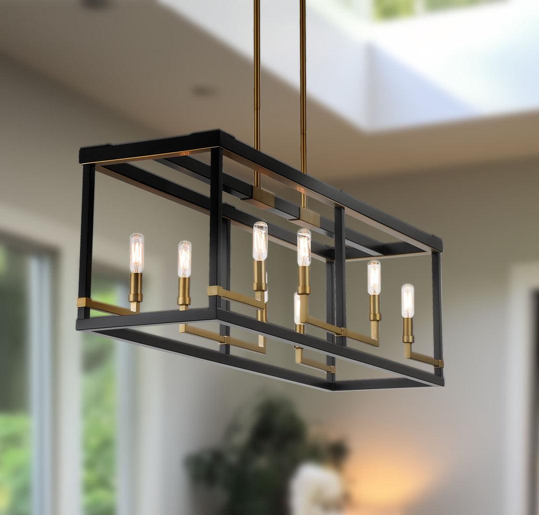 Minka Lavery Union Estates Eight Light Island Pendant in Coal And Soft Brass