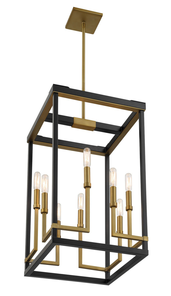 Minka Lavery Union Estates Eight Light Pendant in Coal And Soft Brass