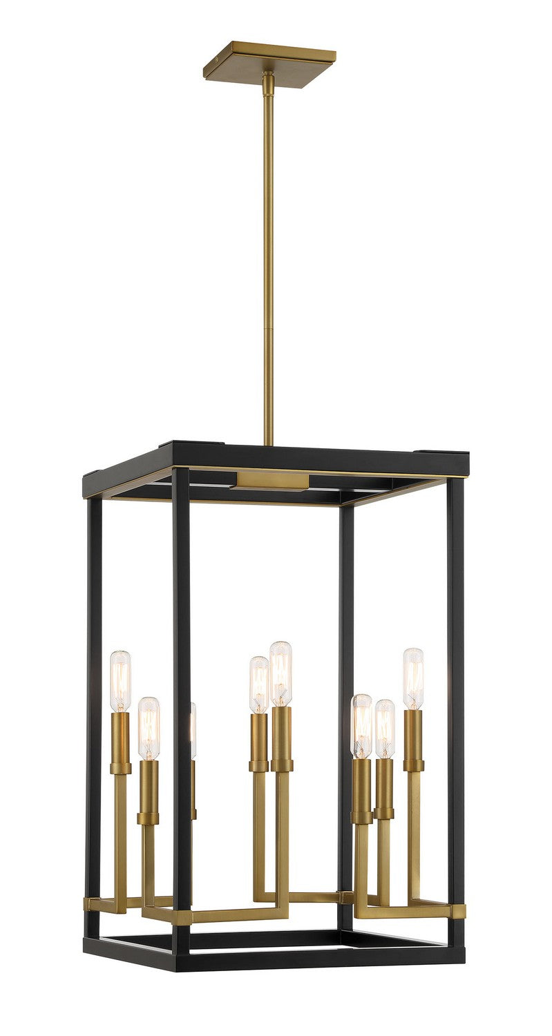 Minka Lavery Union Estates Eight Light Pendant in Coal And Soft Brass