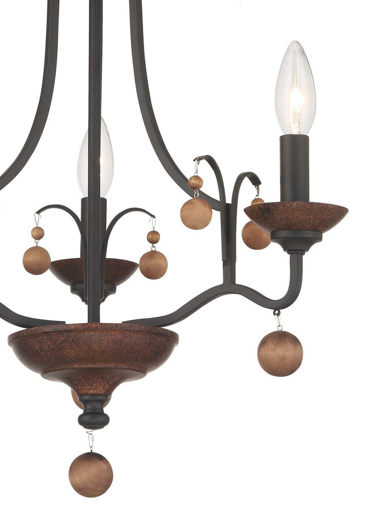 Minka Lavery Colonial Charm Three Light Semi Flush Mount in Old World Bronze with Walnut Acce