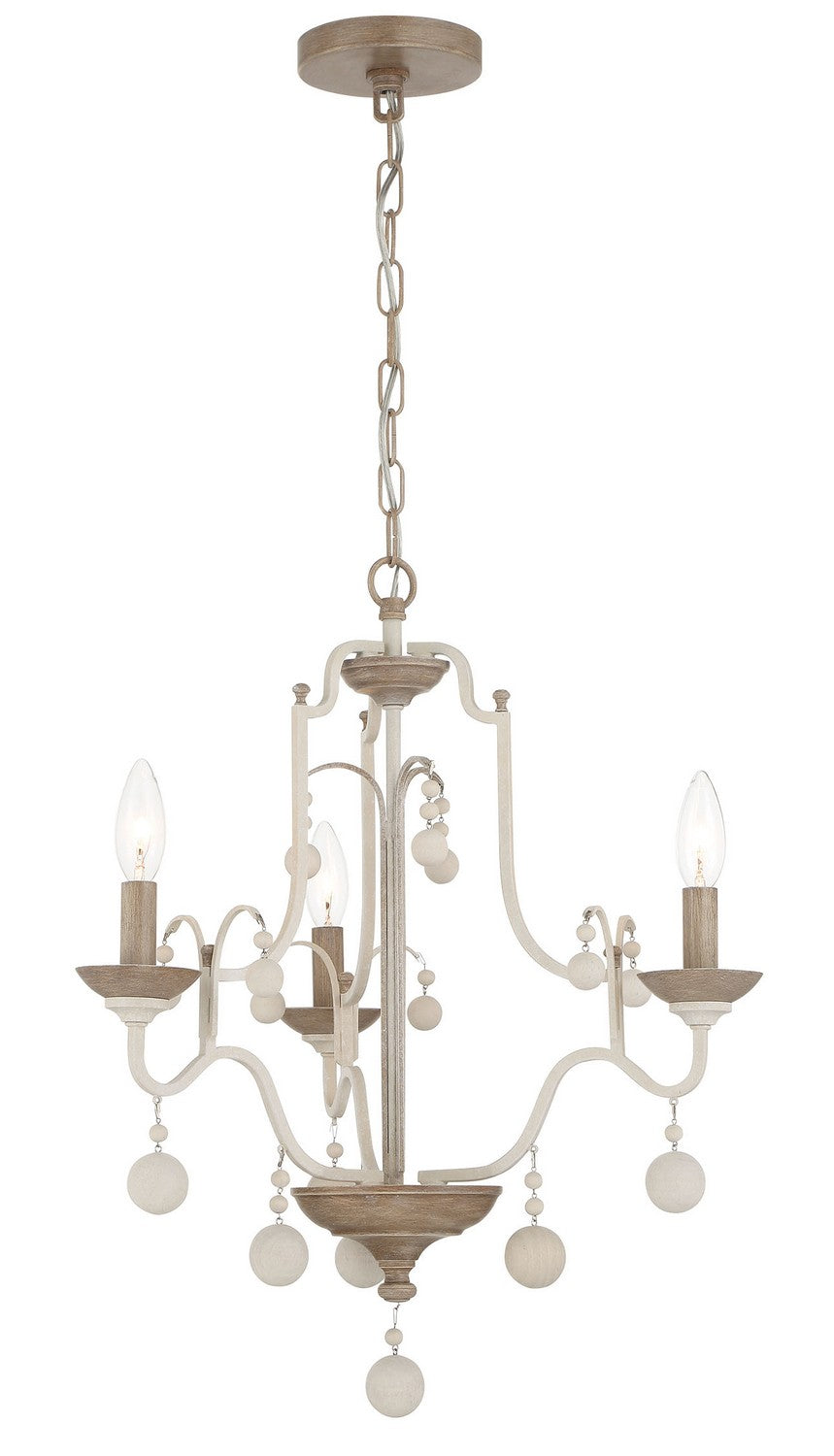 Minka Lavery Colonial Charm Three Light Chandelier in White Wash & Sun Dried Clay