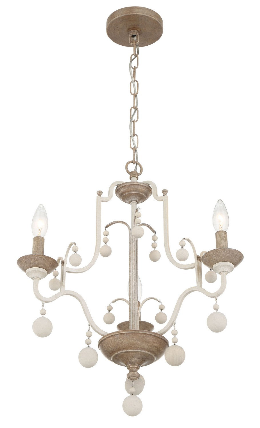 Minka Lavery Colonial Charm Three Light Chandelier in White Wash & Sun Dried Clay