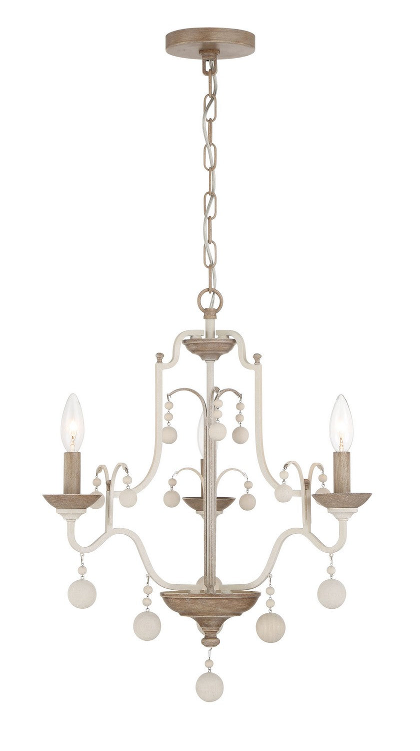 Minka Lavery Colonial Charm Three Light Chandelier in White Wash & Sun Dried Clay