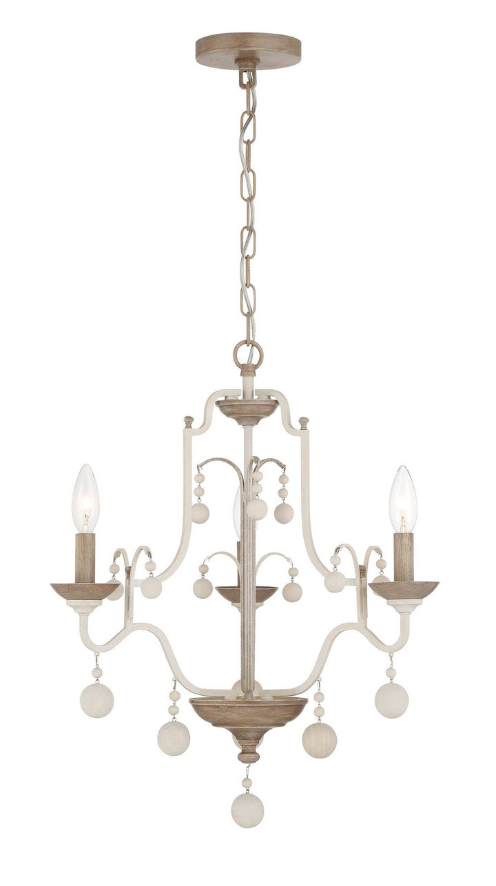 Minka Lavery Colonial Charm Three Light Chandelier in White Wash & Sun Dried Clay