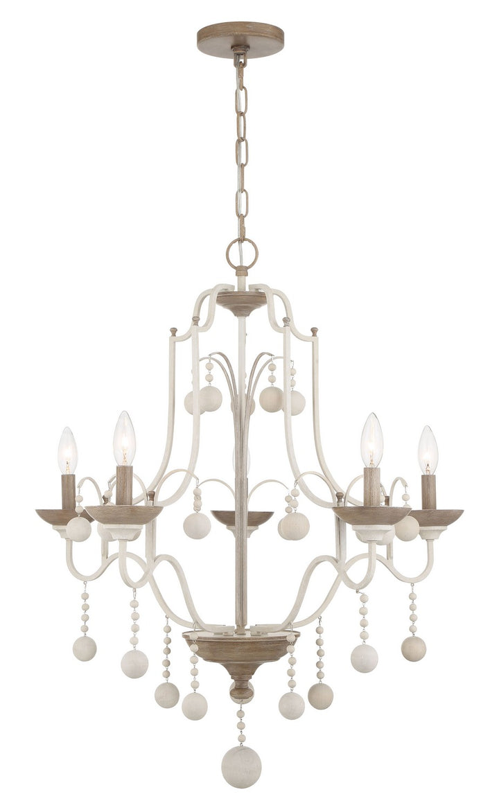 Minka Lavery Colonial Charm Five Light Chandelier in White Wash & Sun Dried Clay