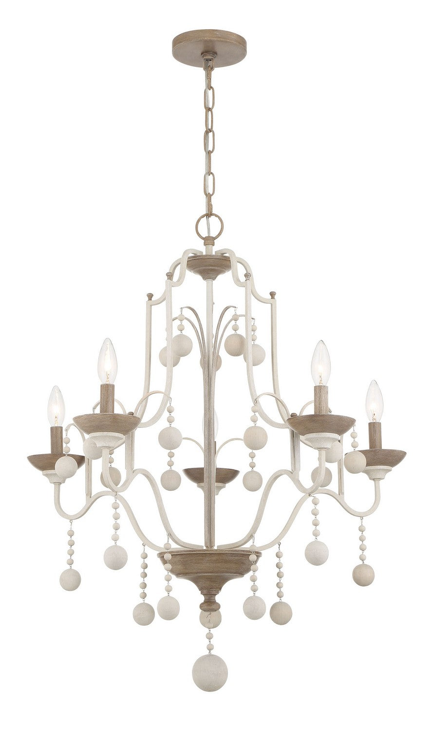 Minka Lavery Colonial Charm Five Light Chandelier in White Wash & Sun Dried Clay