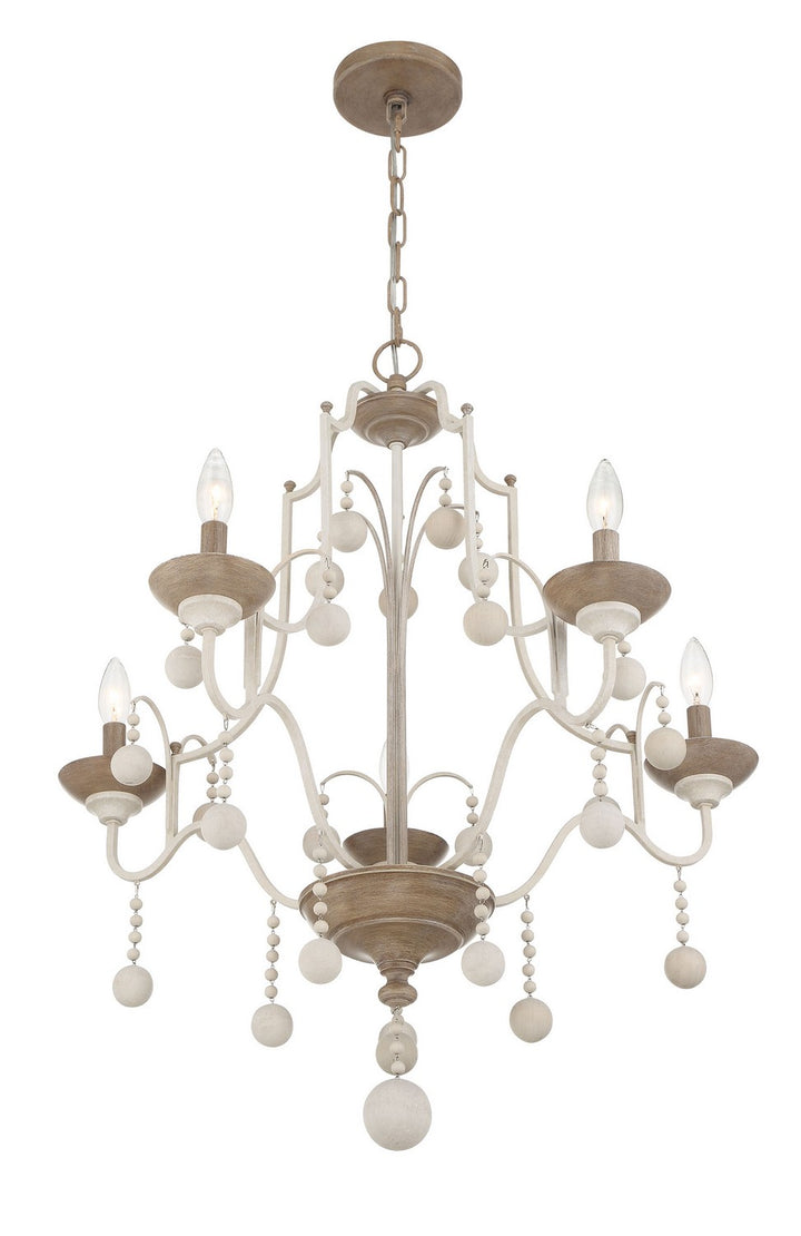 Minka Lavery Colonial Charm Five Light Chandelier in White Wash & Sun Dried Clay