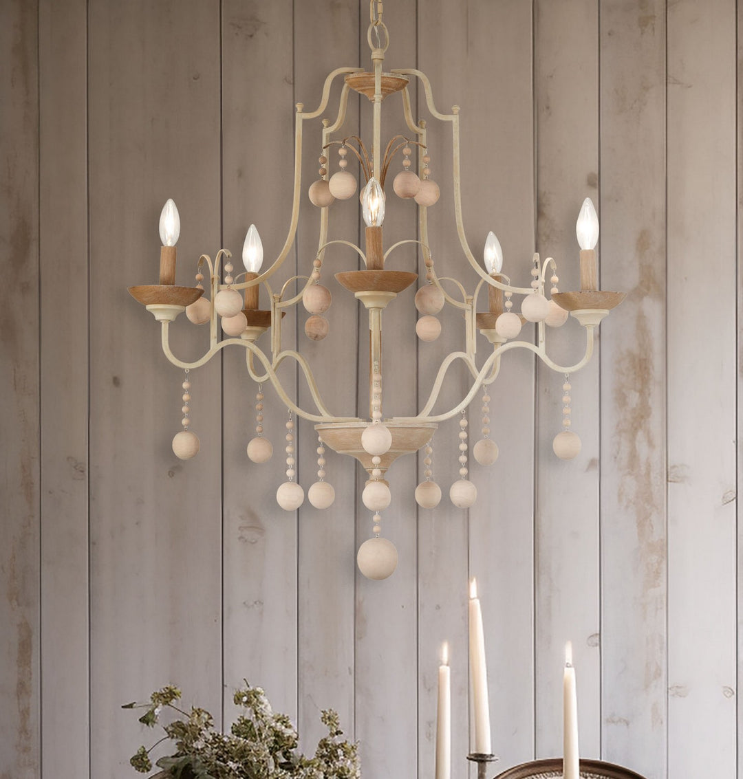 Minka Lavery Colonial Charm Five Light Chandelier in White Wash & Sun Dried Clay